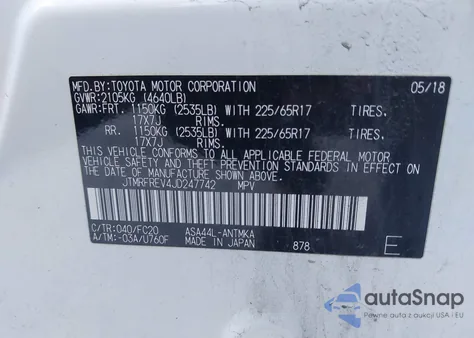 2018 Toyota Rav4 Xle z USA, uszkodzony, nr VIN JTMRFREV4JD247742